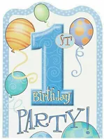 Unique Party - Einladungen, 1. Geburtstag 8er-Pack - Karton SG31026 (Einheitsgröße) (Weiß/Blau)