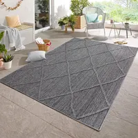 Carpetsale24 In & Outdoor Teppich Skandinavische Boho Stil Einfarbig Hoch-Tief Effekt Wetterfest Wohnzimmer Balkon Terrasse Küchenteppich Grösse 160x230 cm