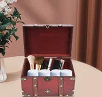 Vintage úložný box, retro dekorace box, přenosný design box s kombinačním zámkem, červený