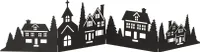 Deko Häuserzeile aus Metall klappbar 77 x 17 cm - schwarz - Weihnachtsstadt Silhouette zur Tischdekoration - Weihnachtsdeko Tischdeko für Weihnachten Weihnachtsstadt Skyline