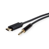 ROLINE Adapter Kabel USB Typ C - 3,5mm Audio, ST/ST, schwarz, 0,8 m