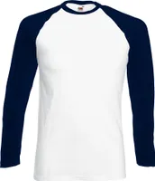 Pánske baseballové tričko Fruit Of The Loom s dlhým rukávom BC328 (3XL) (biela/navy blue)