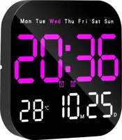 Multifunktionale LED-Wanduhr, Fernbedienung, Timing, Countdown, Temperaturanzeige, Dunkelrosa