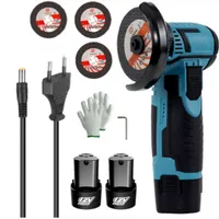12V Akku-Winkelschleifer,Kabelloses Elektrisches Trennschleifer,76mm Schleifscheibe,mit Ladegerät und 2 × 1500Mah Batterien,3er Trennscheiben