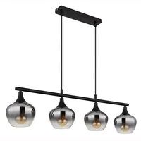 LED Hängeleuchte, Glas, rauchfarben, 4 Flammig, H 120 cm