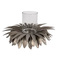 Clayre & Eef Teelichthalter Blume Ø 41x20 cm Goldfarbig Eisen Glas