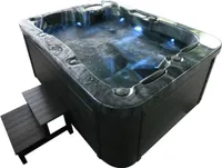 HOME DELUXE - Outdoor Whirlpool Black MARBLE inkl. Treppe und Thermoabdeckung