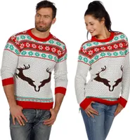 Wilbers Weihnachtspullover Rentier weiß Gr. S bis  XXL Weihnachtspulli Christmas Gr. L