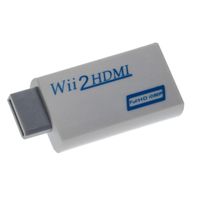 vhbw HDMI Adapter kompatibel mit Nintendo Wii Spielekonsole auf HDMI Monitor / HDTV Konverter + 3,5mm Audiobuchse - weiß