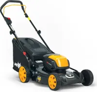 Mowox® EM 4140 PX Lithium-Ion Akku-Rasenmäher für Rasenflächen bis etwa 400 m², Stahlgehäuse und EASY2STORE-Funktion, Mulchkeil, 50 L Fangsack, Schnittbreite 41cm, Höhenverstellung -ohne Akku und Ladegerät