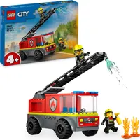 LEGO City Feuerwehrleiterfahrzeug - Feuerwehrauto Spielzeug mit 2 Feuerwehrmann Minifiguren für Jungen und Mädchen ab 4 Jahren - Lernspielzeug - Geschenk für Vorschulkinder 60463