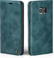 Handy Hülle für Samsung Galaxy S7 edge Klapphülle Bookcase Flip Cover Handy Tasche Etui Farbe: Petrol