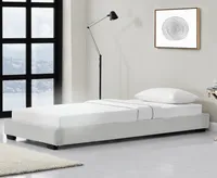 Kunstlederbett Polsterbett aus Kunstleder Bettgestell mit Lattenrost 90x200 cm Bett inkl. Lattenrahmen Einzelbett Jugendbett Kunstleder in Weiß Corium