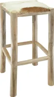 vidaXL Barhocker Echtleder und Teak Massivholz