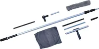FenWi Fensterreiniger Set mit 4,10m Alu Teleskopstange, Gummilippe, 2in1 Kombi Fensterwischer Mikrofaser 35/40cm I Gelenk & Zubehör I 4m Teleskopstiel Set auch für Solaranlagen & Photovoltaik Reinigung