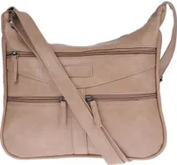 Christian Wippermann Damen Tasche Schultertasche Umhängetasche Crossover Bag Leder Optik Handtasche Taupe