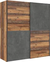 DAVIS Šatní skříň s posuvnými dveřmi 2-dveřová Old-Wood vintrage / betonový vzhled tmavě šedá, mechanismus Soft-Close:bez mechanismu Soft-Close