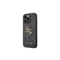Guess, Puzdro pre iPhone 14 Pro Max s kovovým monogramom a logom 4G, tmavosivé