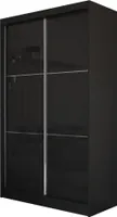 BEAUTYSOFA Kleiderschrank mit Hochglanz VIVA 120cm - Schrank mit Schiebetüren & Kleiderstangen, Garderobe ohne Spiegel (Schwarz)