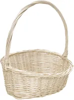Creative Home Weidenkorb Oval mit Schrägem Griff | 37 x 30 x 37 cm (+/- 1cm) | Mittelgroß Leicht | Naturbraun | Osterkorb Handgeflochten