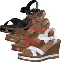 Tamaris Damen Sandalen Keilabsatz Leder Sandaletten 1-28392-26, Größe:41 EU, Farbe:Schwarz