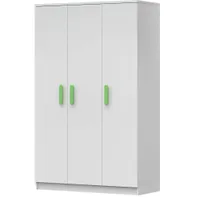 Kleiderschrank Drehtürenschrank Kinderkleiderschrank Schrank 120cm Weiß/Weiß mit grüne Griffe - JONAS 19