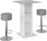 Vicco Bartisch-Set Rodeo, 70 x 70 cm mit 2 Barhockern, Beton/Weiß