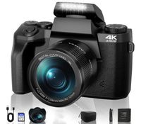 Digitalkamera 64MP für Fotografie und Video, Kompaktkamera 4K Vlogging Kamera für YouTube mit 4" Touchscreen, WiFi& Autofokus, 32GB Karte