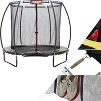 AREBOS Outdoor Trampolin ⌀ 244cm, Komplettset inkl. Sicherheitsnetz, Leiter, Sprungmatte, gepolsterten Netzpfosten, Schuhnetz und Randabdeckung, Pumpkin