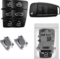 Auto Klapp Schlüssel Funk Fernbedienung Repair Reparatur Set 2X 3 Tasten Tastenfeld + 2X Mikrotaster kompatibel mit Audi