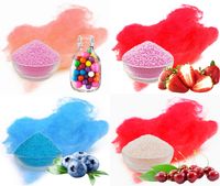 Aromazucker Starterset für ca. 20 bunte Zuckerwatte 4 x 100 g mit Geschmack Bubble Gum Erdbeer Heidelbeere Kirsche Farbzucker Zucker für die Zuckerwattemaschine