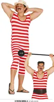 Vintage Badeanzug Herren im Jumpsuit JGA, Größe: 48 - 50 (M) Farbe: Weiß
