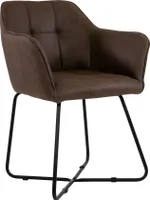 Esszimmer Armlehnstuhl Wildlederoptik Metallbeine schwarz KIRIN