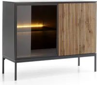 BETTSO Stilvolle Kommode SENTINO 104 Schwarz Graphit Eiche wotan