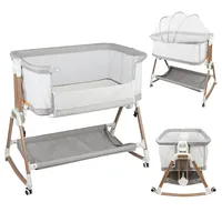 Babybett Beistellbett Schaukelfunktion Babywiege,6-stufige Höhenverstellung, mit Matratze