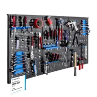 AREBOS Werkzeugwand 3-teilige Lochwand | 17-teiliges Hakenset & Halterungen | 117,6 x 59,5 x 2 cm | Werkzeuglochwand inkl. Montagematerial | Blau