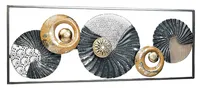 Kobolo Wandbild Wanddeko Metallbild 3D-Bild - SEASHELL -anthrazit weiß gold- ca 28x75 cm -  Leinwand Kunstdruck Einrichtung Deko Home Abstrakt Modern