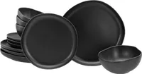 CreaTable, 21248, Natura Organic Black, Tellerset 12-tlg, Steinzeug