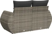 vidaXL Gartensofa 2-Sitzer mit Kissen Grau Poly Rattan