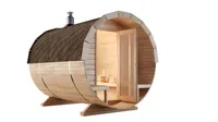 FinnTherm Fasssauna Saunafass Außensauna Carrie 2 Sitzbänke aus Holz Wandstärke 42 mm