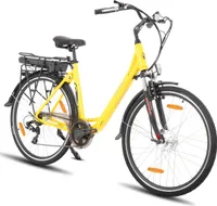 Hiland 28 Zoll Aluminium E-Bike für Damen und Herren, 250 Watt City Commuter E-Bike, 36V 7.8Ah abnehmbarer Akku mit Gepäckträger, Schutzbleche, Gelb