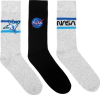 NASA Socken für Herren - Sneaker Männer Strümpfe Grau/Schwarz (3er Pack), Größe:43-46