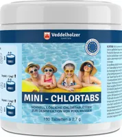 Veddelholzer 180 Mini Chlortabletten. Schnelllösliche Multitabs für Pool, Aufstellpool, Planschbecken, Gartenpool, Kinderpools & Whirlpool Wasserpflege. Pool Zubehör Poolreinigung & Desinfektion