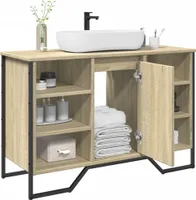 vidaXL Waschbeckenunterschrank Sonoma-Eiche 91x35x60 cm Holzwerkstoff