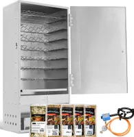 Eversmoke Räucherofen Set Edelstahl Jumbo VA inkl. 5,5kW Brenner, Mehl, Lake & Thermometer, 46x28x110cm
