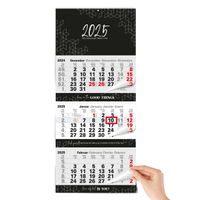 3 Monatskalender 2025 Wandkalender mit Schieber - "Block Schwarz" Kalender 2025 Wandkalender | FSC-zertifiziert, mit Schulferien, Feiertagen & Jahresübersicht | Großformat 33x77 cm (gefalzt!)