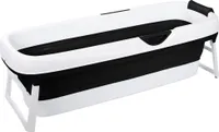 HelloBath® Faltbare Badewanne für Erwachsene XXL, 156x60x48cm – Erwachsene Mobile Badewanne | Badewanne für Dusche & Outdoor (Schwarz)