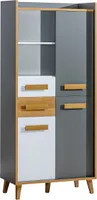 Furniture24 Schrank WERSO W-3, mit Türen und 2 Schubladen, Regal mit Tür, Hochschrank, Wohnzimmerschrank, Jugnedzimmerschrank
