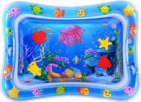 Baby Kinder aufblasbare Wassermatte, Wasser Spielmatte Wasserkisse Aktivitätscenter Bauchzeit BPA frei (Blau)