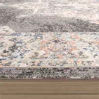 Outdoor Teppich Wetterfest Balkon Küche Marokkanisch Muster Mandala Grau Beige Grösse 160 cm Rund